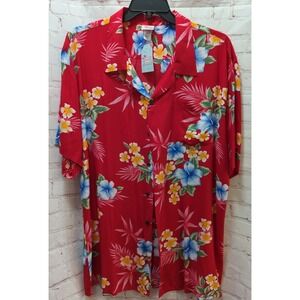Hawaii Hangover XL red Hawaiian tropical floral men's  XL button front shirt